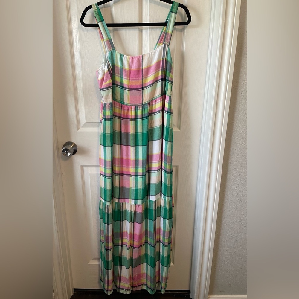 LOFT Pink and Green Sleeveless Sundress Maxi